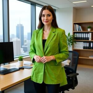 J.R.T Women 1Boutton Blazer Jacket Sz 8 Linen Cotton Bright Green Office Preppy